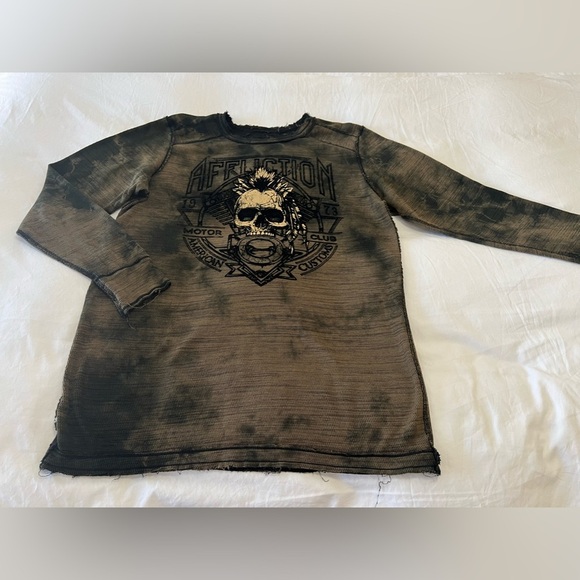 Affliction | Mens XL | Live Fast Reversible Shirt Distressed Thermal Long Sleeve - Picture 1 of 9